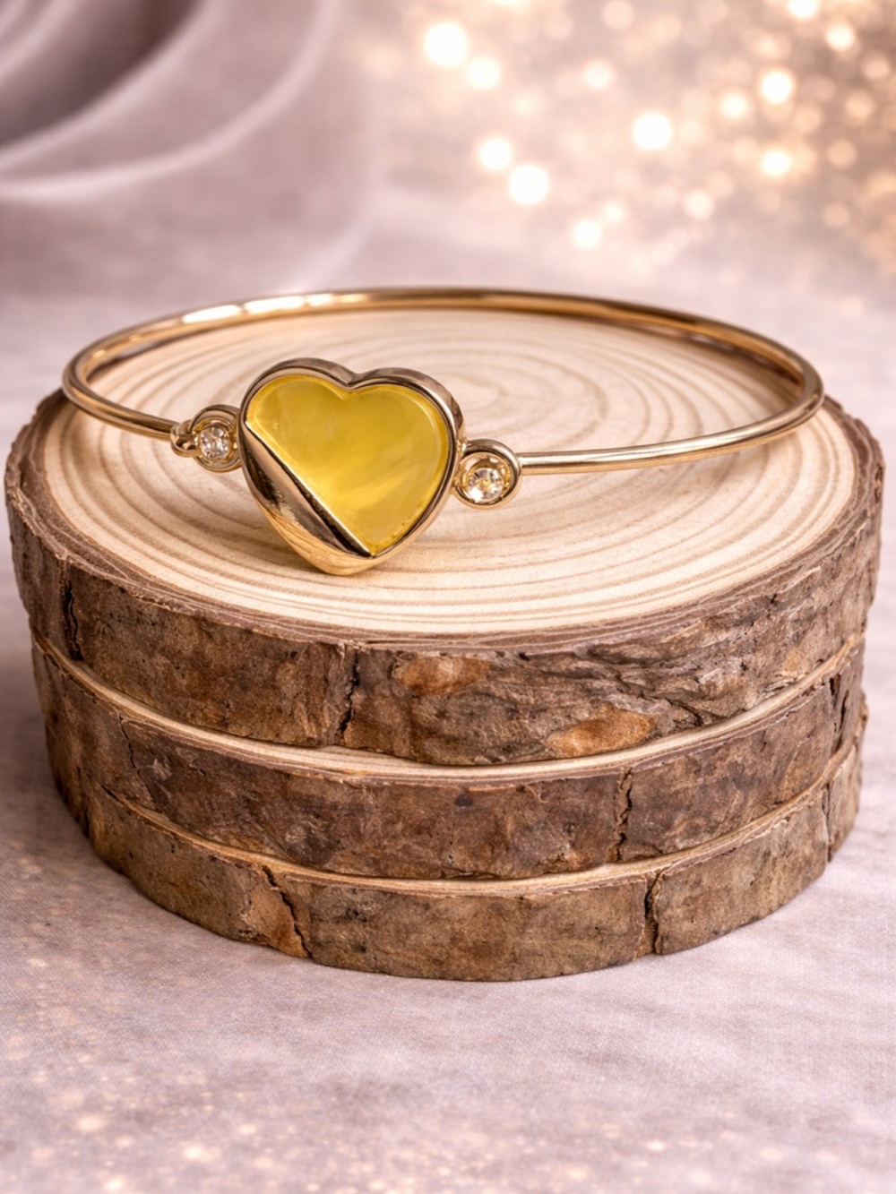 paparazzi Gold Heart Bracelet with Yellow Enamel Accent